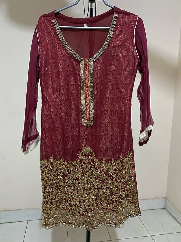 heavy embroidered zari work shirt with duppata and gharara 2