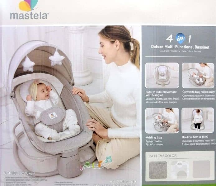 Mastela 4in1 Multi-Functional Foldup Bassinet Swing with Tray & Net 1