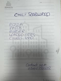 Fast Food Chef Required