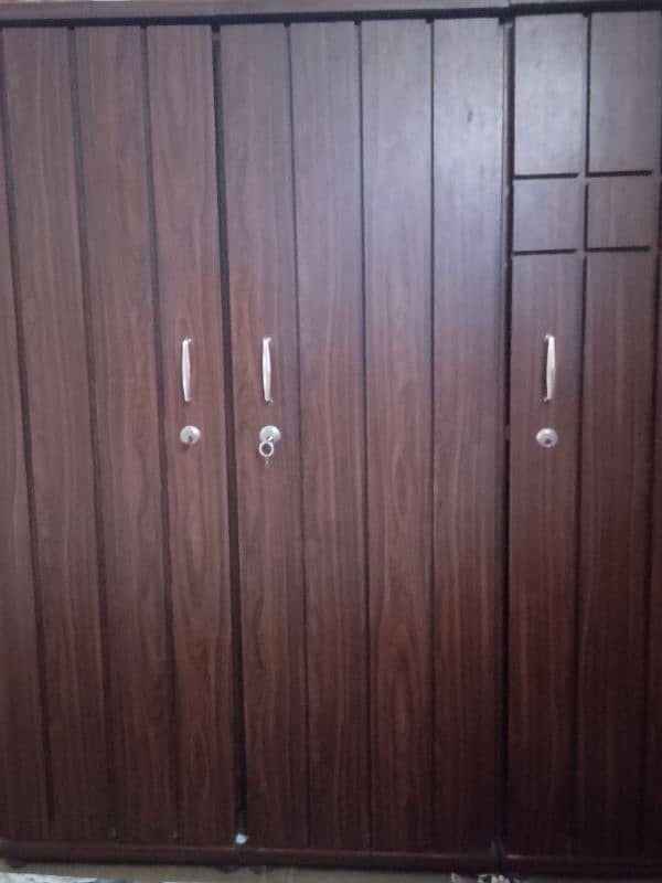 wooden Bed and three doors wardrobe without mattress 4