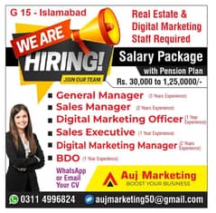 Marketing staff required/ real estate sales staff