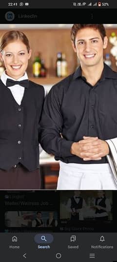 need waiter . male and female. . ofice codnatror