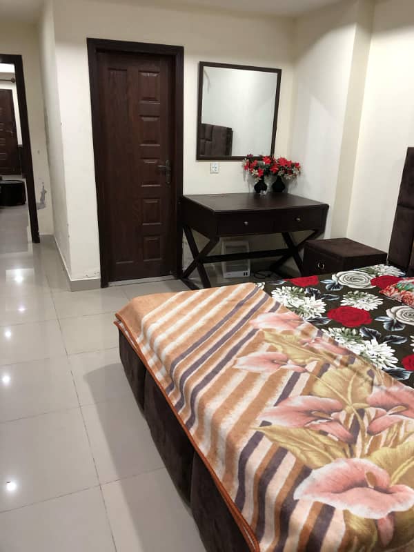 One bed full furnished flat for rent in civic center phase 4 bahira town Rawalpindi 3