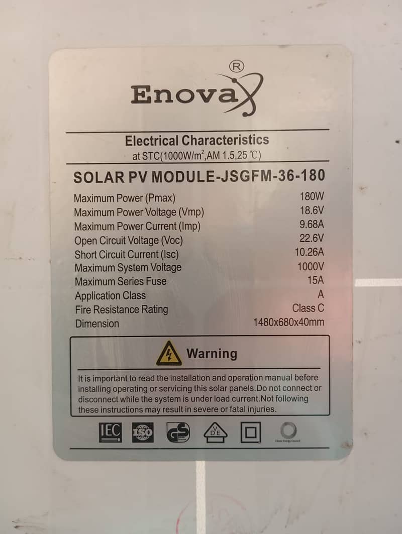 Enova Solar Panel 180 Watt 1