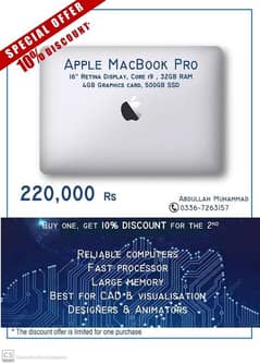 Apple MacBook Pro 2019,i9,32gb,512gb,4gb,US stock quantity available