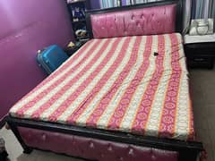 Queen size bed with mattress side table and dressing table