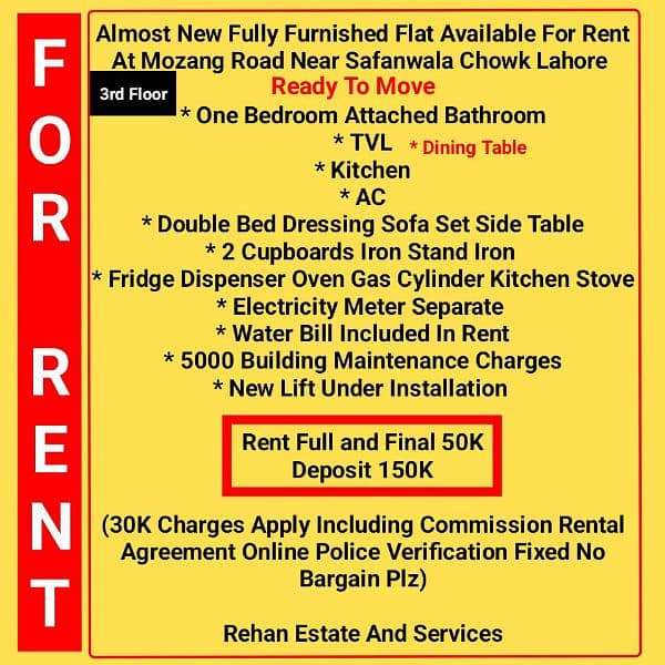 Almost New Fully Furnished Flat Available For Rent At Mozang Road 0