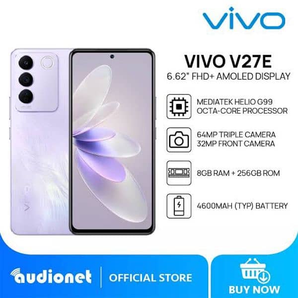 Vivo v27e in good condition with box and charger 0