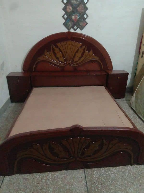 wooden bed set with matress  best condition 1