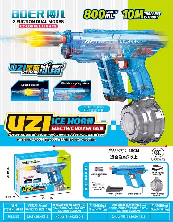 UZI Automatic Electric Water Gun with LED Sight 1