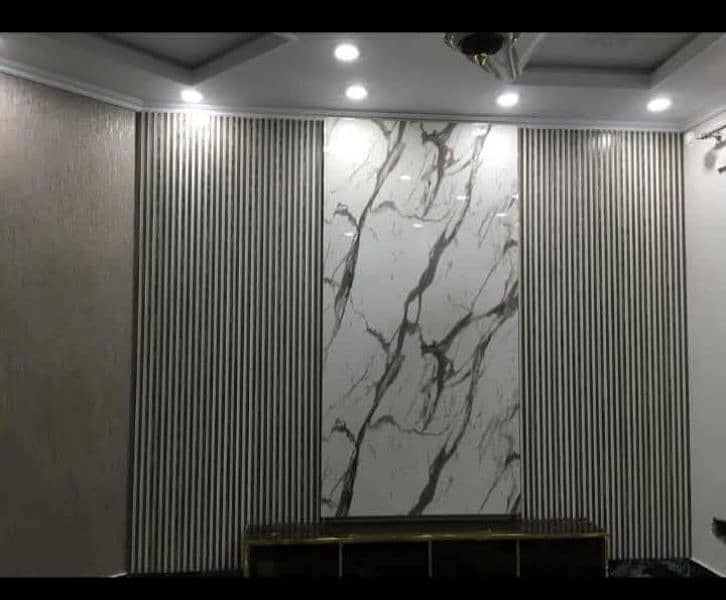 Wpc Fluted panel- Wallpapers 3D- vinyl flooring - gypsum ceiling 2x2 19