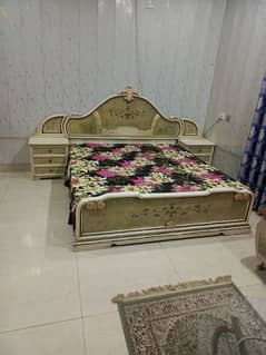 Bed with mattress,side table, dressing