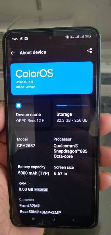 Reno12F Oppo Mobile 8gb 256gb 10/10 condition 1