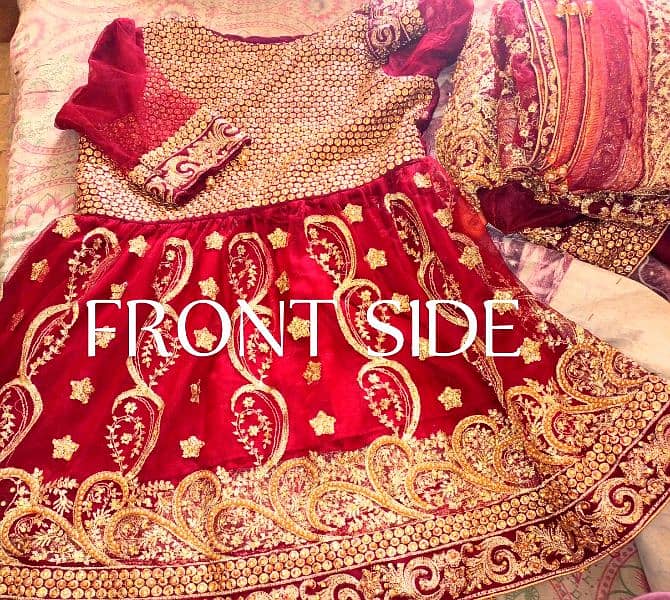 "Exquisite Bridal Dress with Double Layer Lehenga & Golden Embroidery" 2