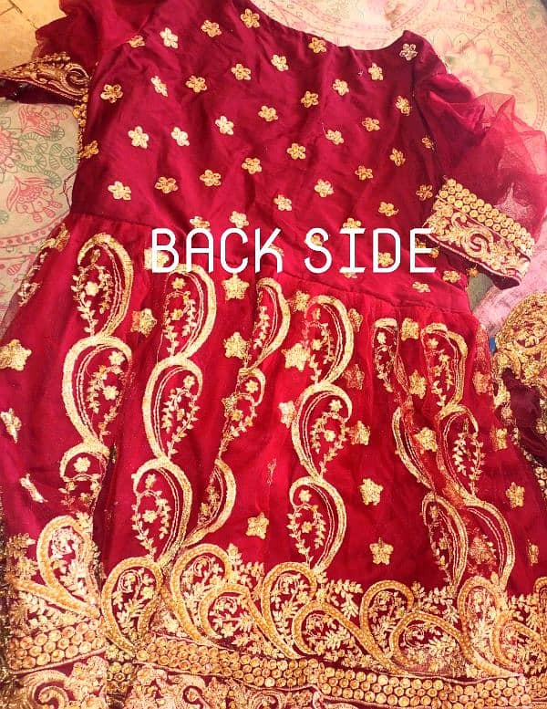 "Exquisite Bridal Dress with Double Layer Lehenga & Golden Embroidery" 3