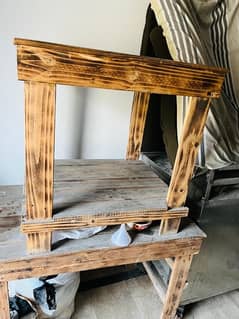 wood dining chairs and 2 tables for sale