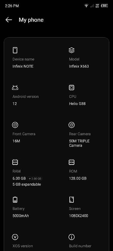 infinix Not 11 Ram 6GB+3GB Room 128GB 5