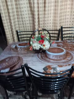 dining table with 6 chair iron