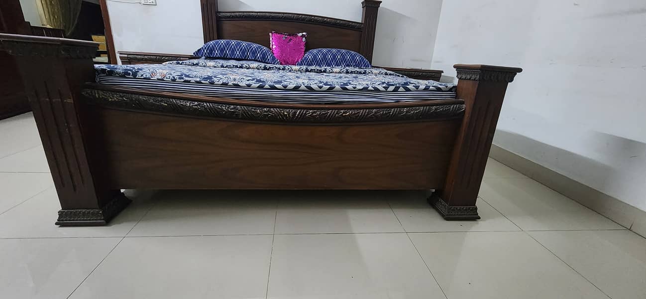 Wooden bed and side tables 2