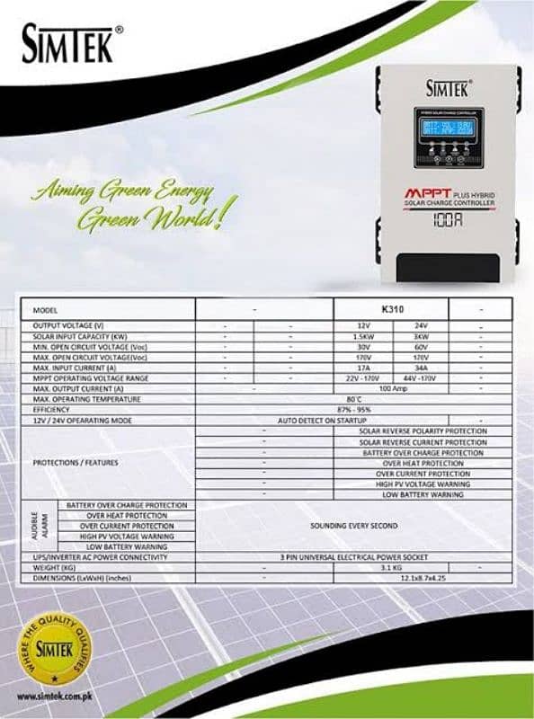 Simtek mppt charge controller 100A 1