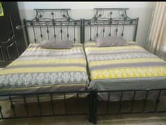 2 Iron Bed with 2 spring mattress