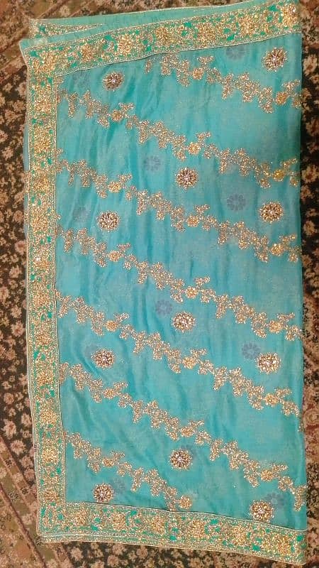 Beautiful Ferozi kameez dopatta choridar pajama. 3