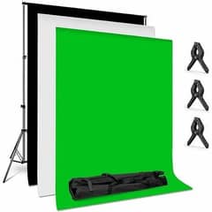 Backdrop Stand Kit with Greenscreen, White, and Black Chroma Cloths