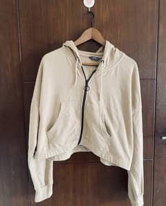 Beige cropped hoodie