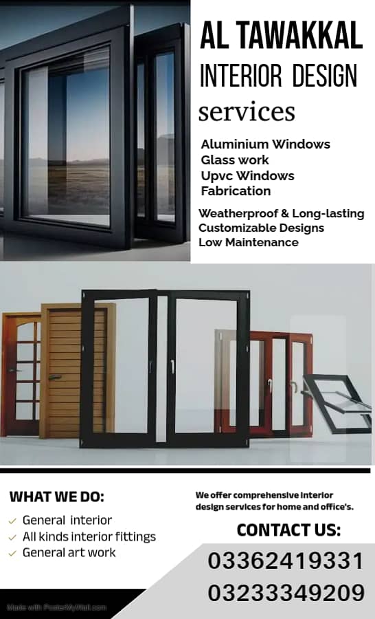 Upvc Doors Windows/Aluminium Windows/Glass work/cement board partition 2