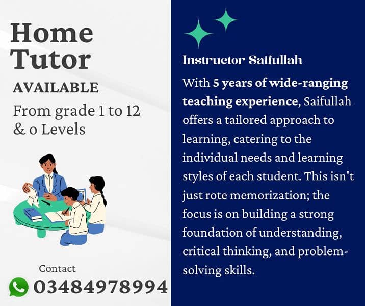 Home tutor available in joher town and surrounding s 0