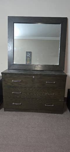 Wooden Dressing Table with Mirror and Stool