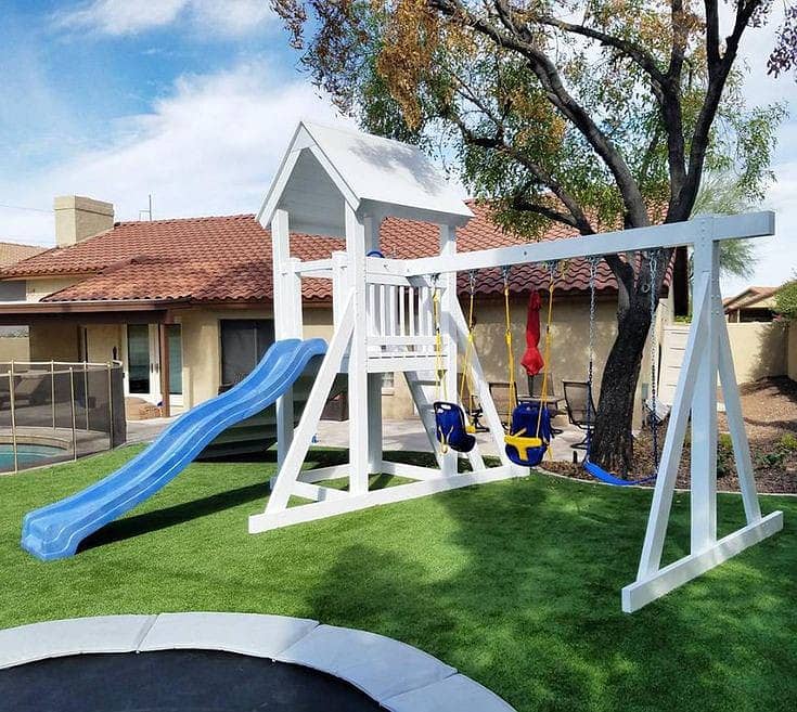 Swings|Slide|Seesaw|Marygoround|Bench|Gazibo|Tree House|Park Setup 8