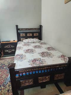 Chinioti Single wooden beds with mid table. . .