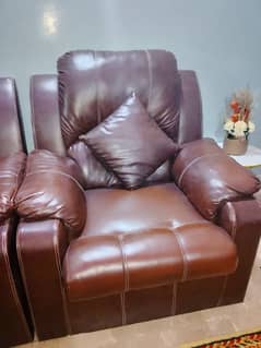 5 seater leather sofa with table