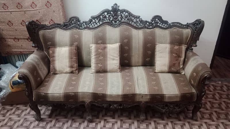 Old Vintage Brown Sofa Set 2