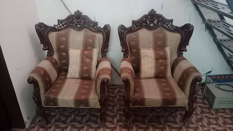 Old Vintage Brown Sofa Set 3