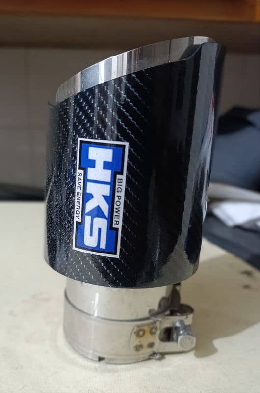 HKS carbon fibre silencer exhaust cover tips 1