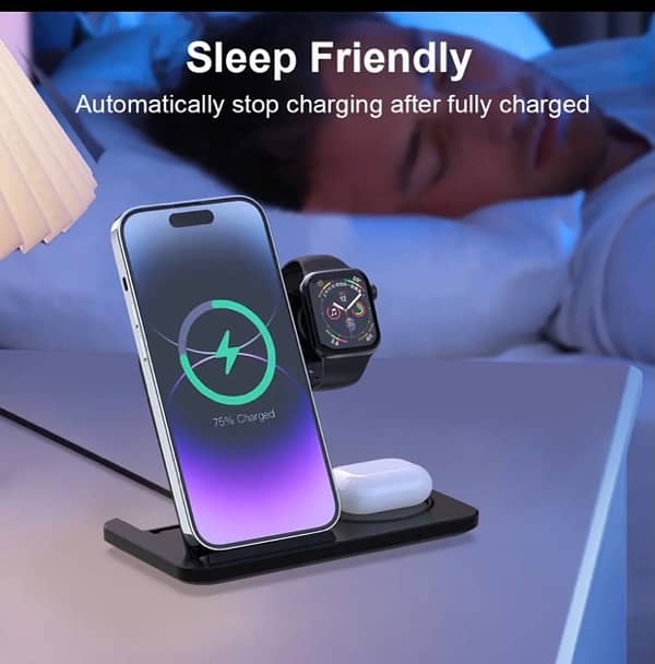 3 In 1 Wireless charger 15w dual plate wireless charger. 4