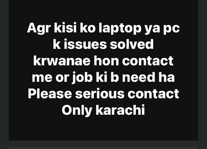 pc repairing only Karachi 0