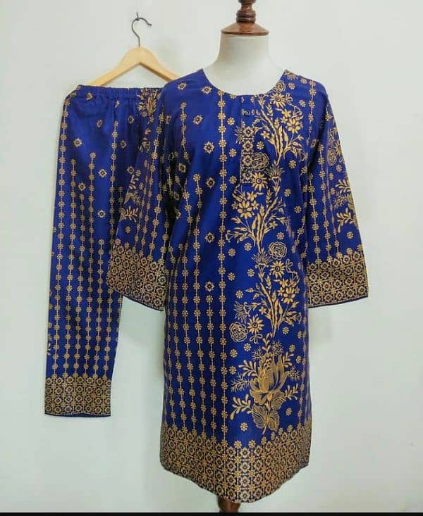 2 Pcs Women's Stitched Lawn Printed Suit 0