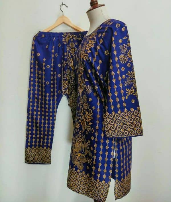 2 Pcs Women's Stitched Lawn Printed Suit 2