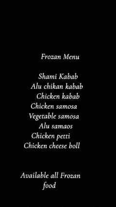 Frozan food available all lahore