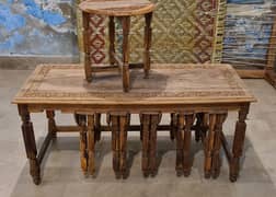 Taali Wood Dining Table with Brass Work