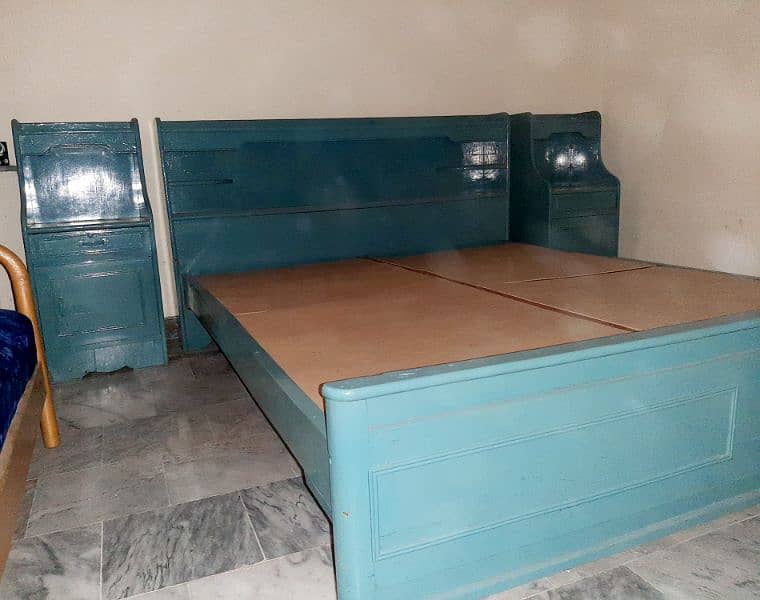 wooden Double Bed with side tables 3