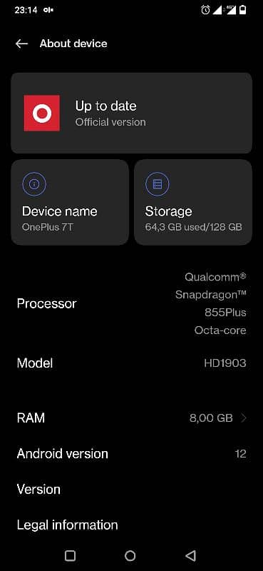 One plus 7T 8/128 exchange 1