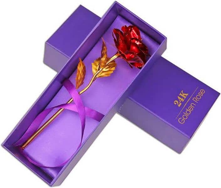 24K Gold Plated Rose Flower With Box & Bag 0