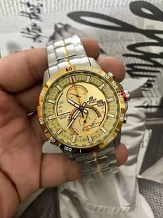 CASIO EDIFICE-TWO TONE-CHRONOGRAPH-NEW WATCH-RADO-OMEGA-ROLEX-TISSOT