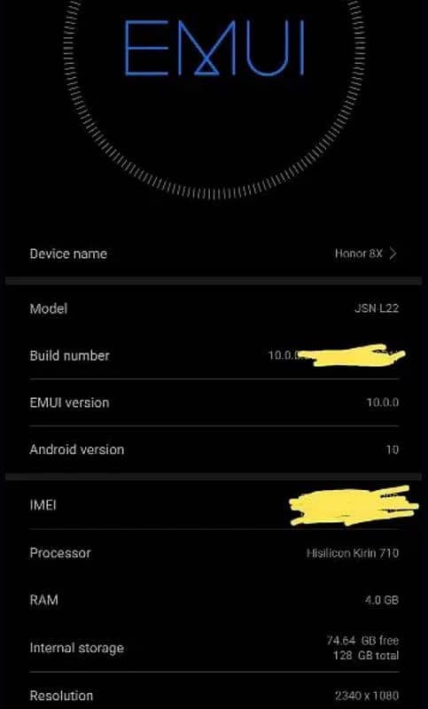 Huawei Honor 8x 4GB Ram 128 GB Rom 5