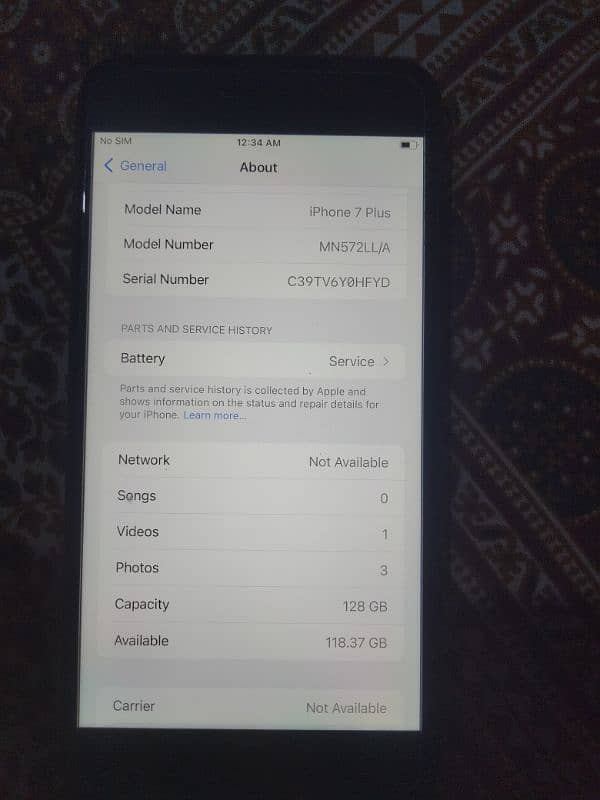 I phone 7 plus 128 gb  non pta all okay battery health 91.10 by 10 2