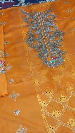 maria . b unstitched 3 pc suit with chikan kari work